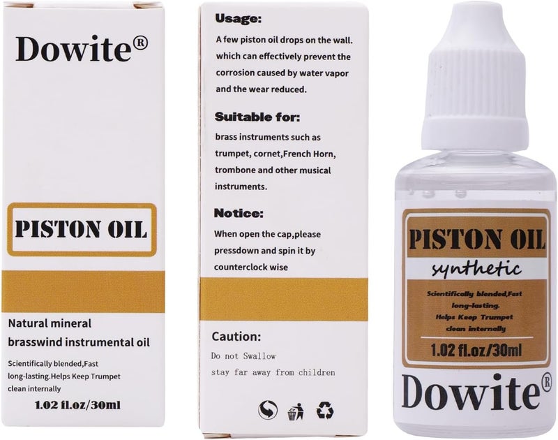 Dowite Synthetic Valve Oil for Trumpet - Odorless Piston Lubricant with Metal Protective Formula - Fast Action Instrument Care for Trumpet, Cornet, Euphonium, and Brass - 1.02 oz(30ml) - Image 1